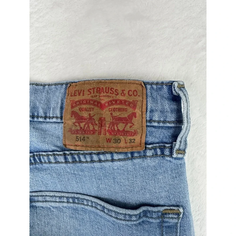 Levis 514 Straight Fit Mens Light Wash Blue Denim Jeans W30 L32